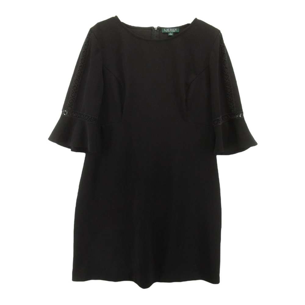 S O L D - (Bundle) C029 - Lauren Ralph Lauren Black Sheath Bell Sleeve Dress
